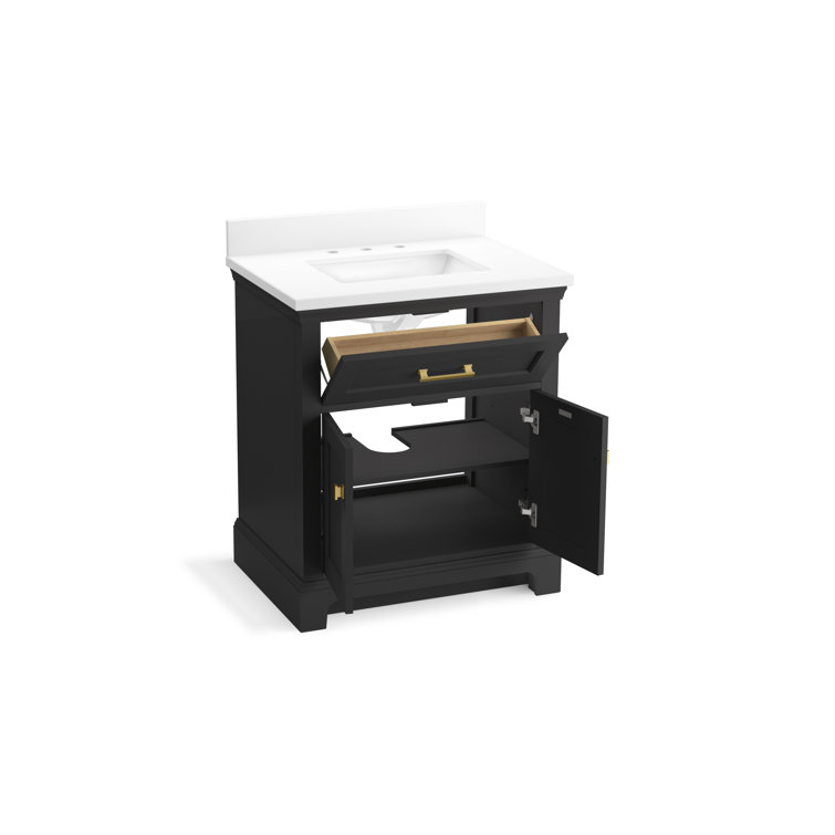 Charlemont 30" Ferrous Grey MDF Bathroom Vanity with Quartz Top