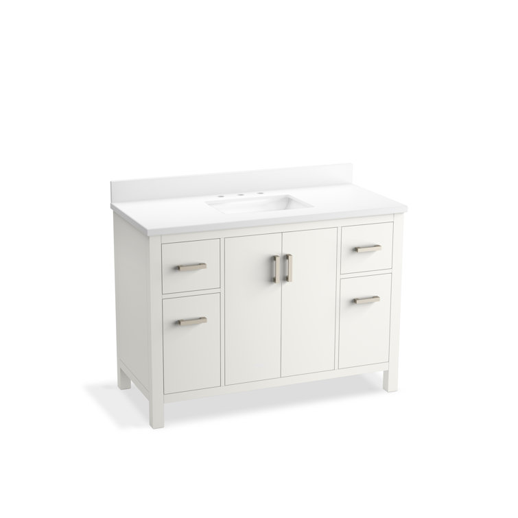 Kresla 48" White Freestanding Bathroom Vanity with Quartz Top