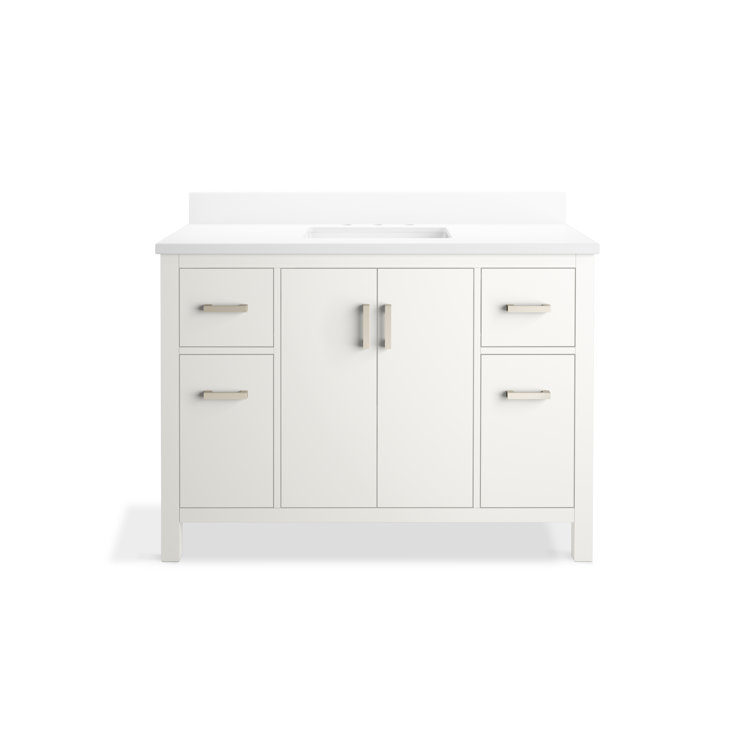 Kresla 48" White Freestanding Bathroom Vanity with Quartz Top