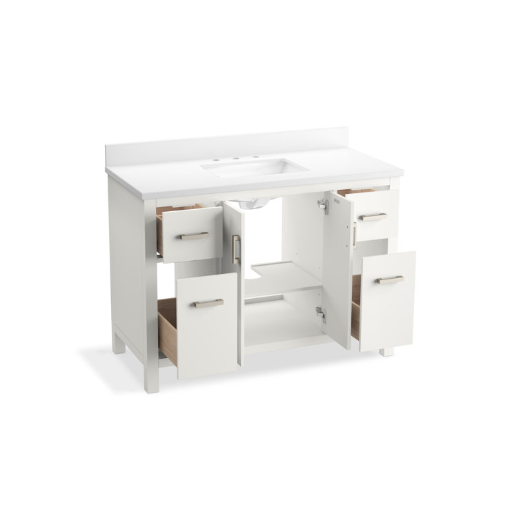 Kresla 48" White Freestanding Bathroom Vanity with Quartz Top