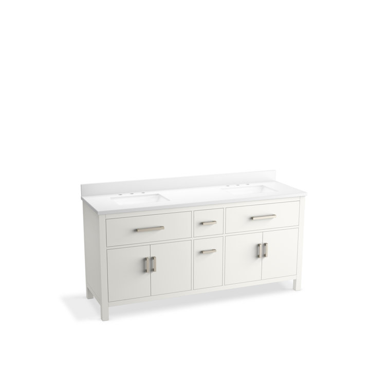 Kresla 72" White Double Bathroom Vanity with Quartz Top