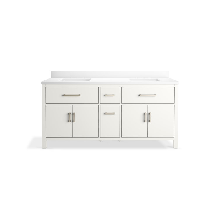 Kresla 72" White Double Bathroom Vanity with Quartz Top