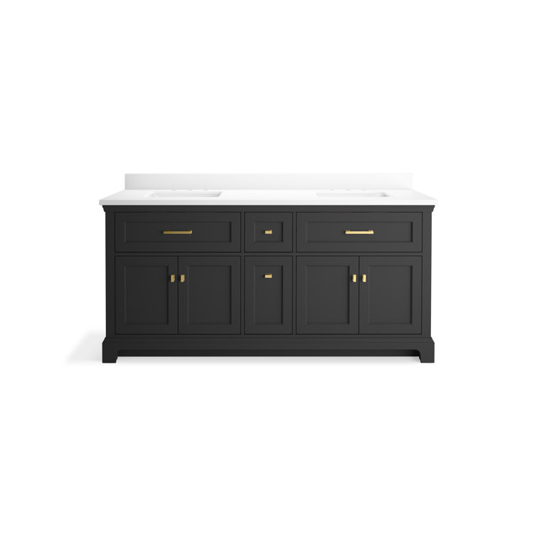 Ferrous Grey Double Sink Freestanding Bathroom Vanity with Quartz Top