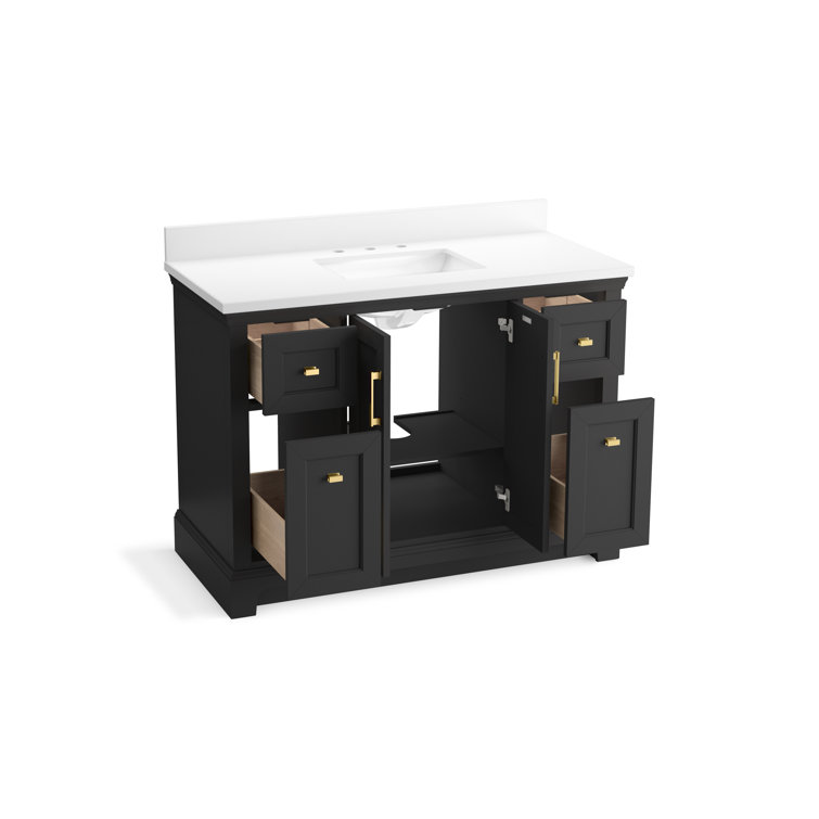Charlemont 48" Dark Warm Gray Bathroom Vanity with Quartz Top