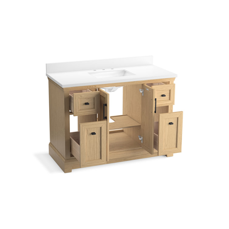 Charlemont 48" Light Oak Bathroom Vanity with Quartz Top