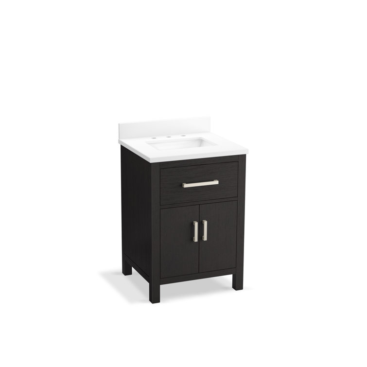 Kresla 24" Carbon Oak Bathroom Vanity with Quartz Top