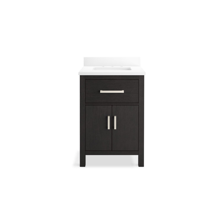 Kresla 24" Carbon Oak Bathroom Vanity with Quartz Top