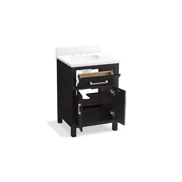 Kresla 24" Carbon Oak Bathroom Vanity with Quartz Top
