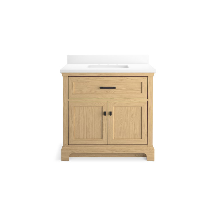 Charlemont Light Oak 36" Bathroom Vanity with Quartz Top