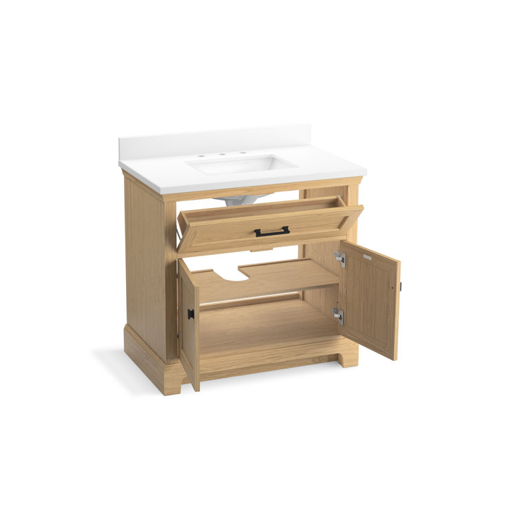 Charlemont Light Oak 36" Bathroom Vanity with Quartz Top