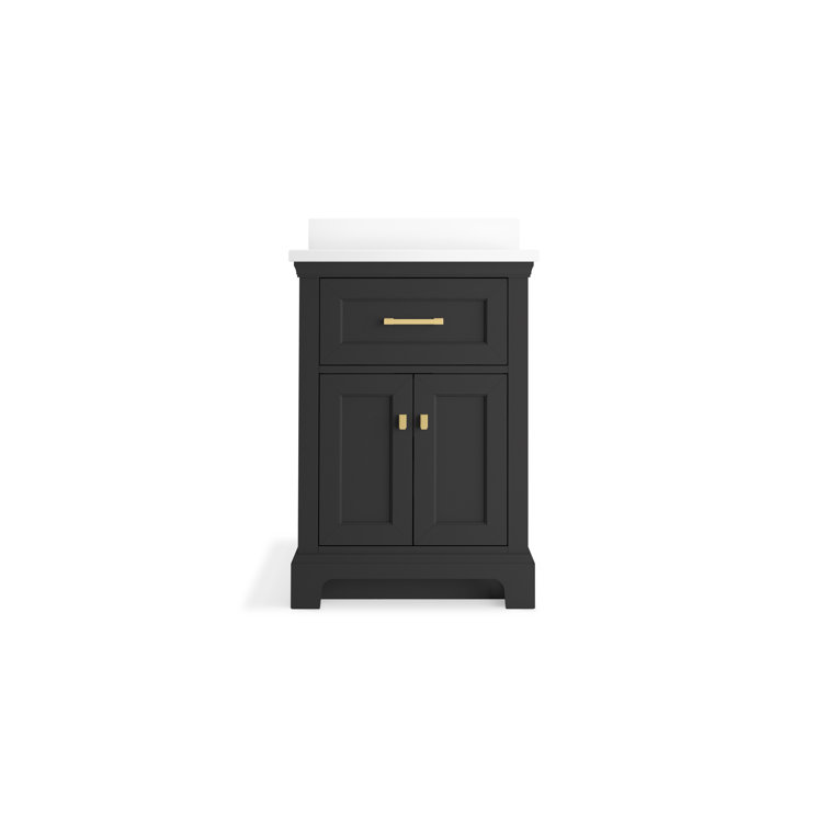Charlemont 24" Dark Warm Gray Bathroom Vanity with White Quartz Top