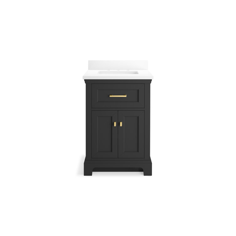 Charlemont 24" Dark Warm Gray Bathroom Vanity with White Quartz Top