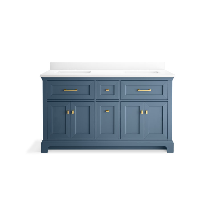 Charlemont 60" Tidal Blue Double Vanity with Quartz Top