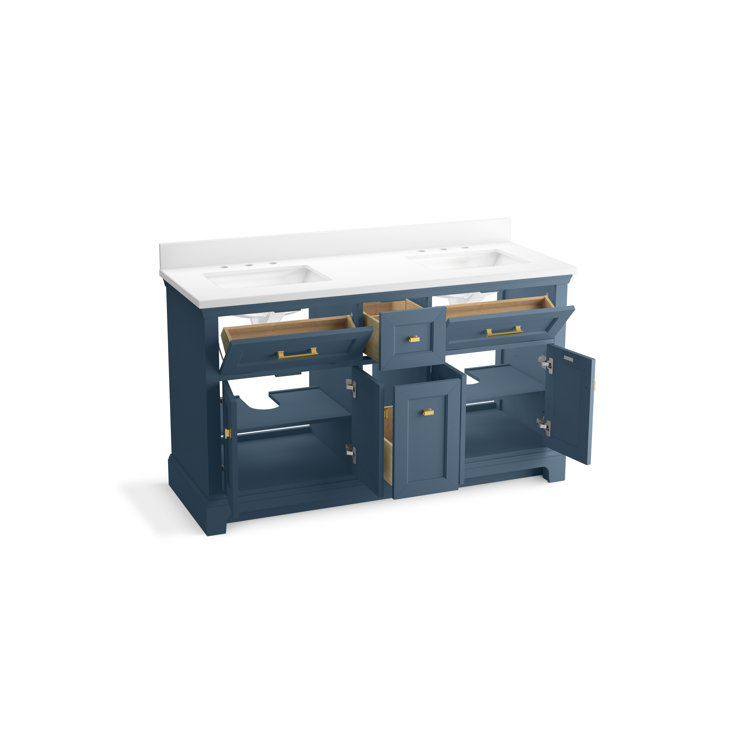Charlemont 60" Tidal Blue Double Vanity with Quartz Top