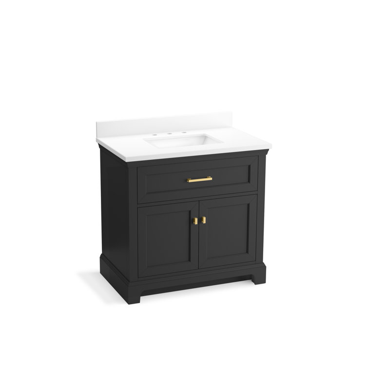 Charlemont 36" Dark Warm Gray Bathroom Vanity with Quartz Top