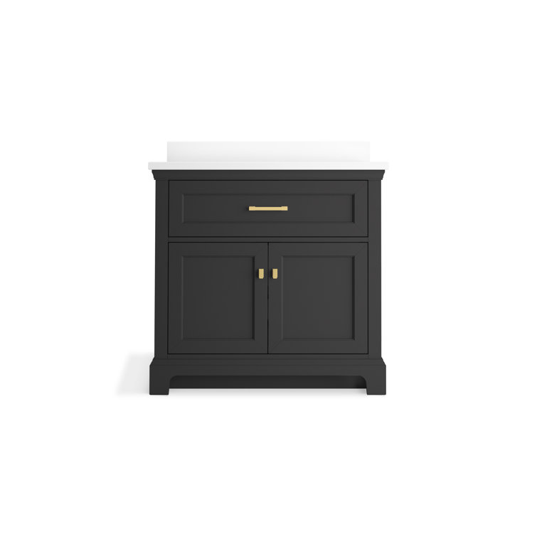 Charlemont 36" Dark Warm Gray Bathroom Vanity with Quartz Top