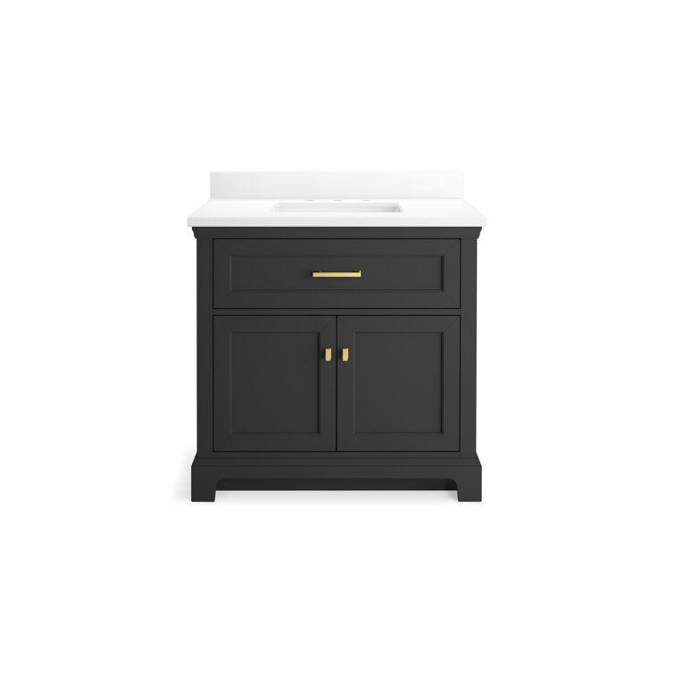Charlemont 36" Dark Warm Gray Bathroom Vanity with Quartz Top
