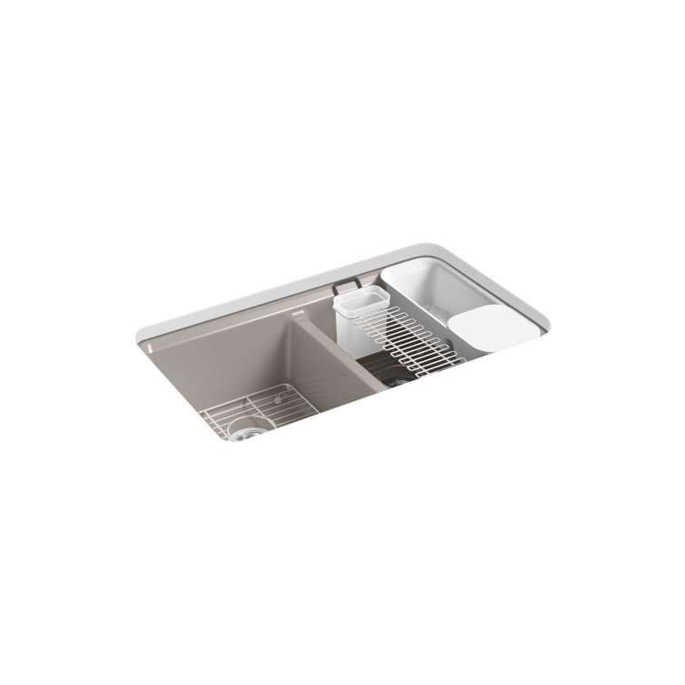 Truffle Cast Iron Double-Bowl Undermount Kitchen Sink