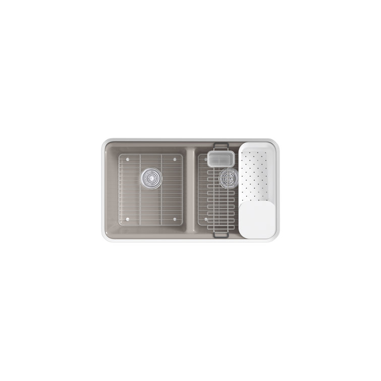 Truffle Cast Iron Double-Bowl Undermount Kitchen Sink
