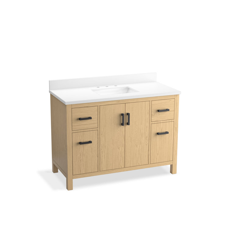 Kresla 48" Light Oak Freestanding Bathroom Vanity with Quartz Top