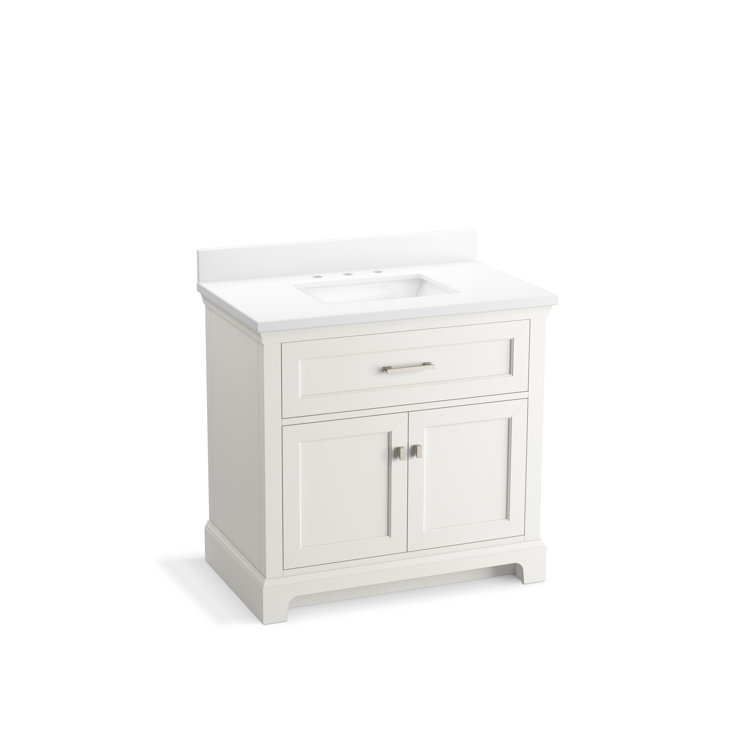Charlemont 36-Inch White Bathroom Vanity with Quartz Top