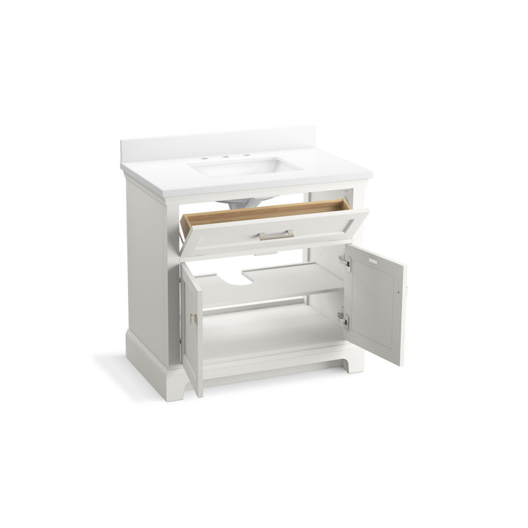 Charlemont 36-Inch White Bathroom Vanity with Quartz Top