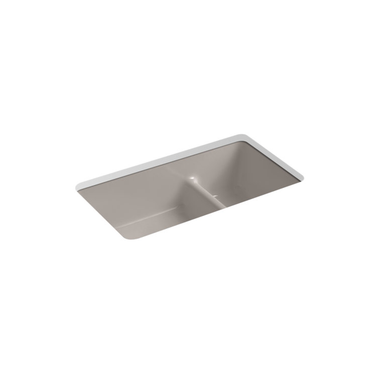 Truffle Cast Iron Double-Bowl Drop-In Kitchen Sink