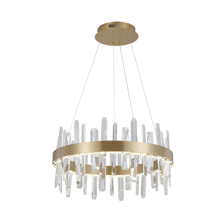 Gold Crystal 24" Plug-in LED Chandelier