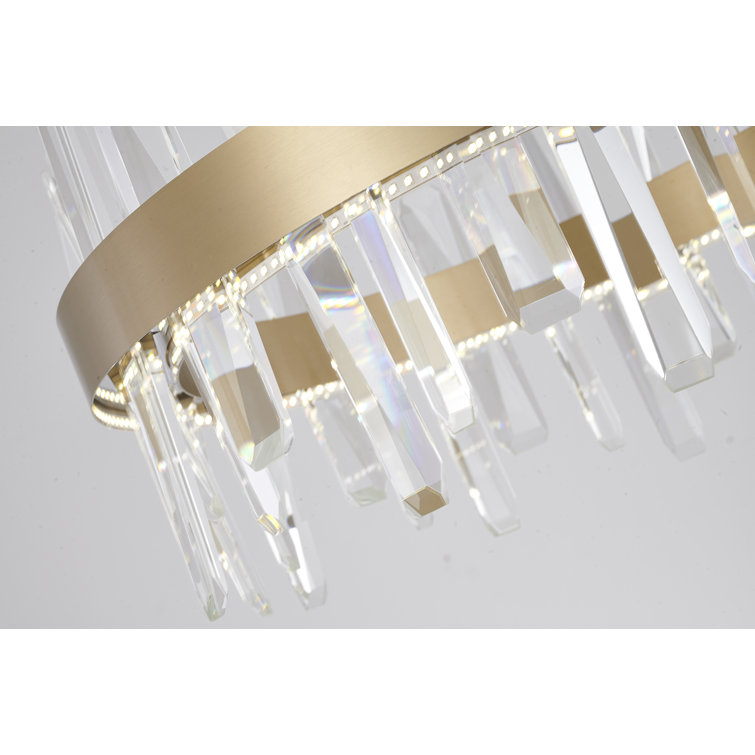 Gold Crystal 24" Plug-in LED Chandelier