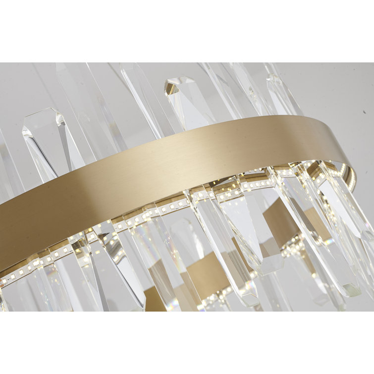 Gold Crystal 24" Plug-in LED Chandelier