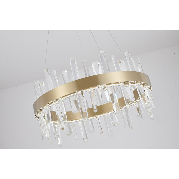 Gold Crystal 24" Plug-in LED Chandelier