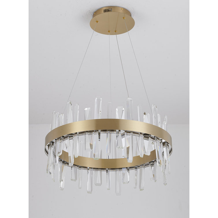 Gold Crystal 24" Plug-in LED Chandelier