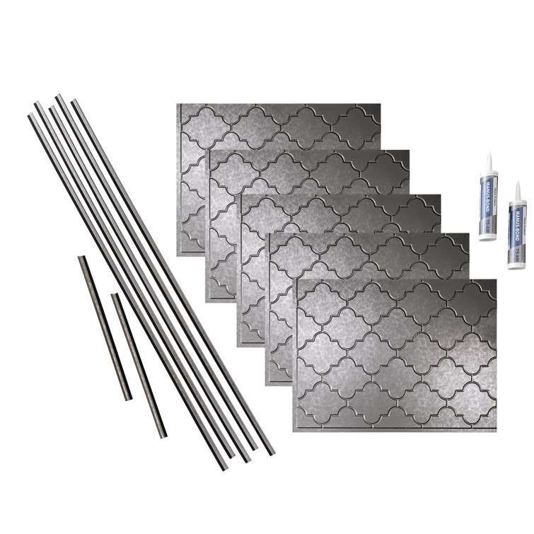 Monaco Galvanized Steel Decorative Vinyl Backsplash Kit