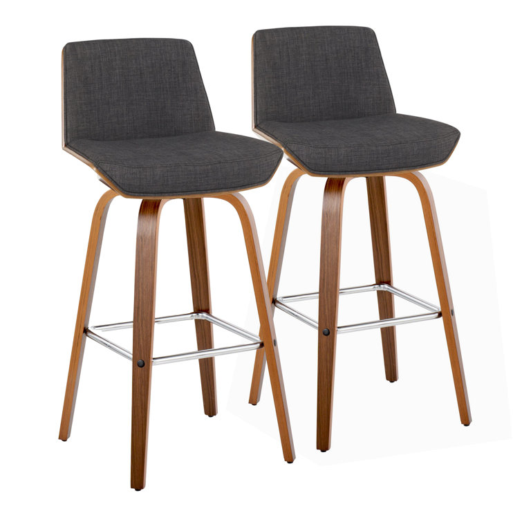 Corazza 30" Charcoal Wood and Metal Swivel Barstool Set