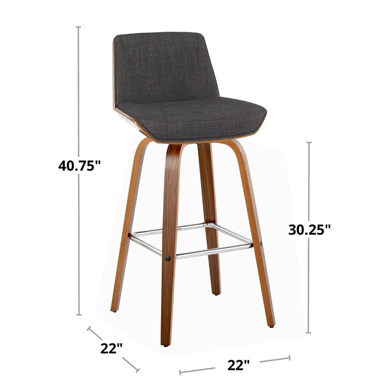 Corazza 30" Charcoal Wood and Metal Swivel Barstool Set