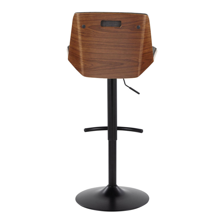 Charcoal Adjustable Swivel Bar Stools with Black Metal Base, Set of 2