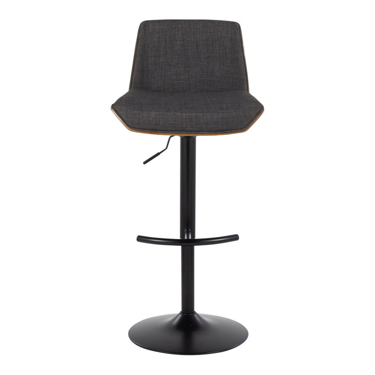 Charcoal Adjustable Swivel Bar Stools with Black Metal Base, Set of 2