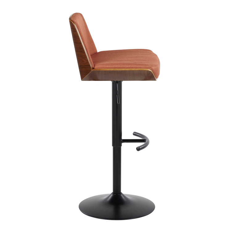 Charcoal Adjustable Swivel Bar Stools with Black Metal Base, Set of 2