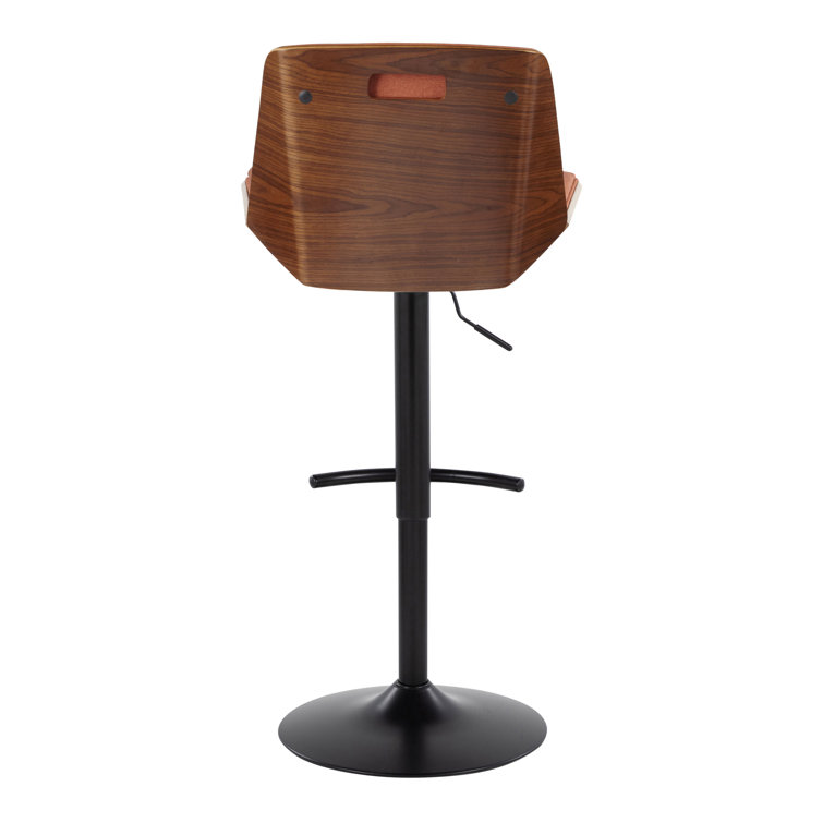 Charcoal Adjustable Swivel Bar Stools with Black Metal Base, Set of 2