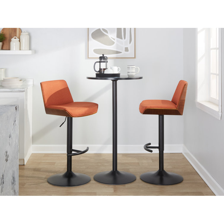 Charcoal Adjustable Swivel Bar Stools with Black Metal Base, Set of 2
