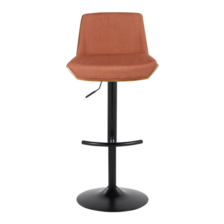 Charcoal Adjustable Swivel Bar Stools with Black Metal Base, Set of 2