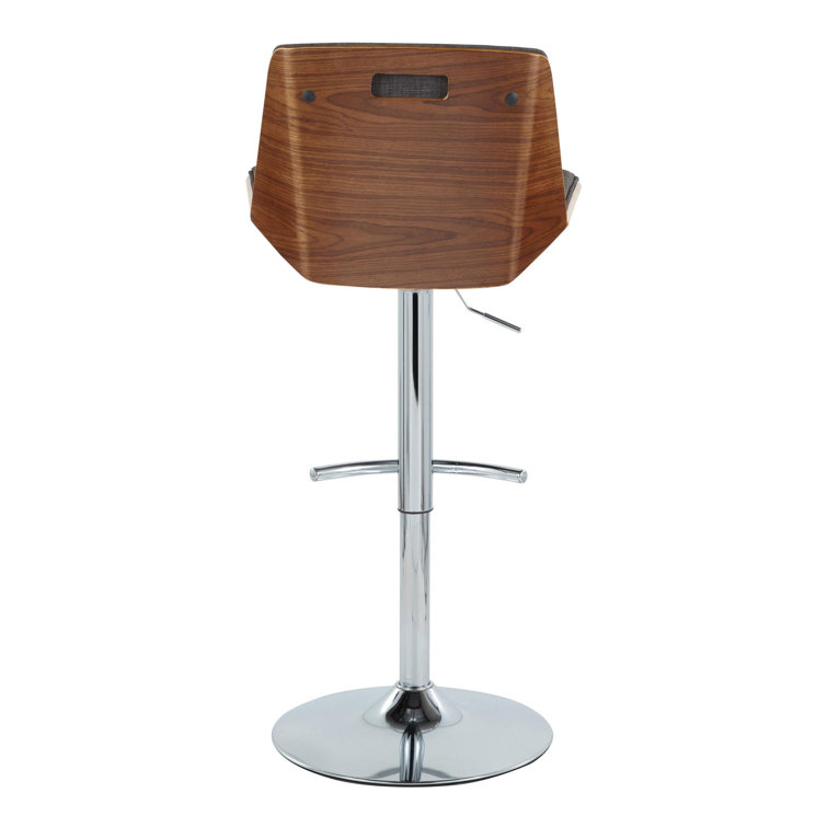 Adjustable Charcoal and Walnut Swivel Bar Stools, Set of 2