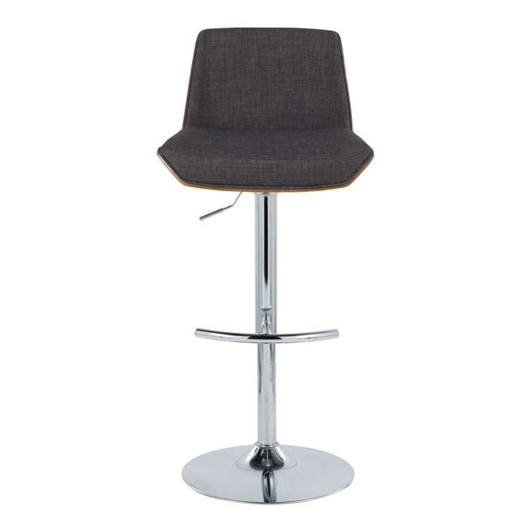 Adjustable Charcoal and Walnut Swivel Bar Stools, Set of 2