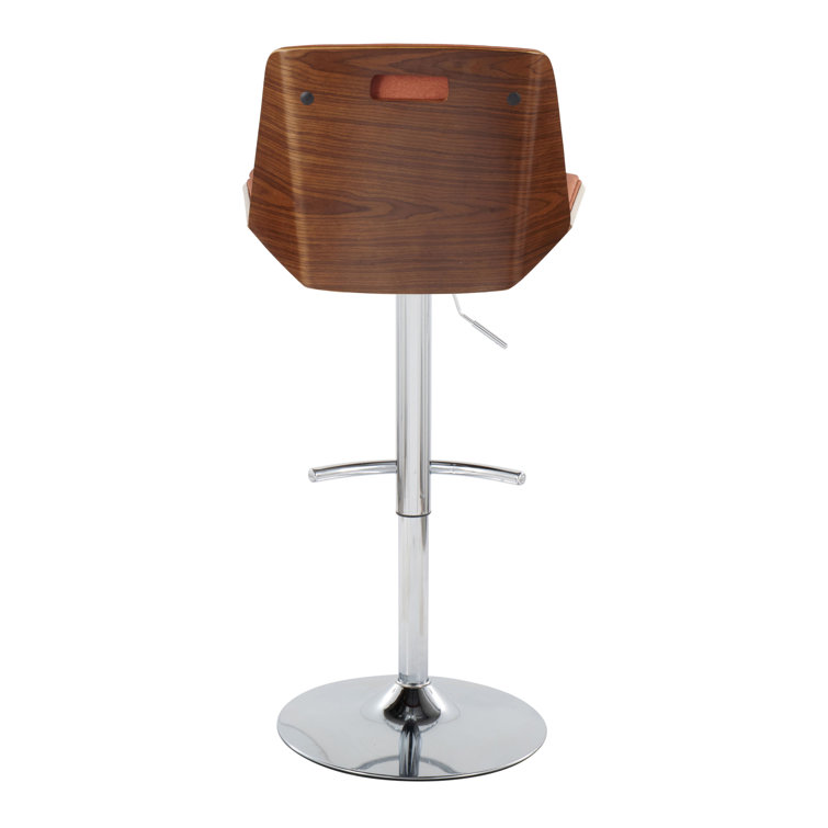 Adjustable Charcoal and Walnut Swivel Bar Stools, Set of 2