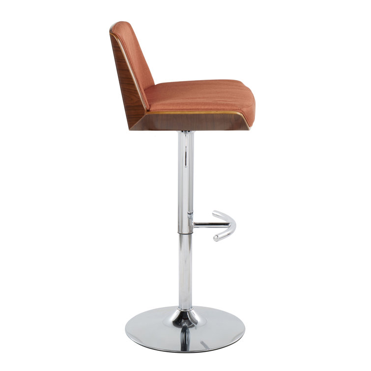 Adjustable Charcoal and Walnut Swivel Bar Stools, Set of 2