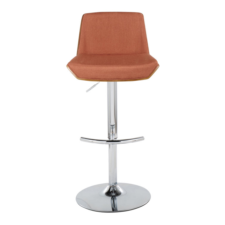 Adjustable Charcoal and Walnut Swivel Bar Stools, Set of 2