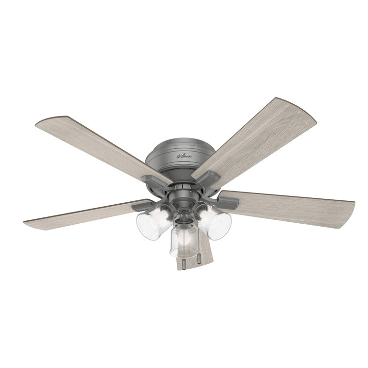 Matte Silver 52" Low Profile Ceiling Fan with LED Light