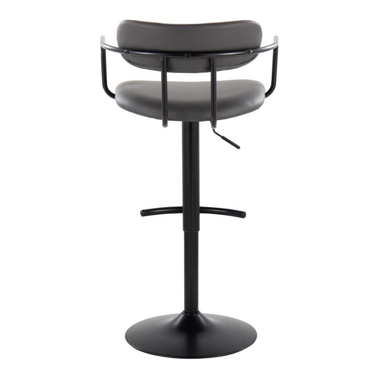 Gray Adjustable Swivel Bar Stools with Metal Frame