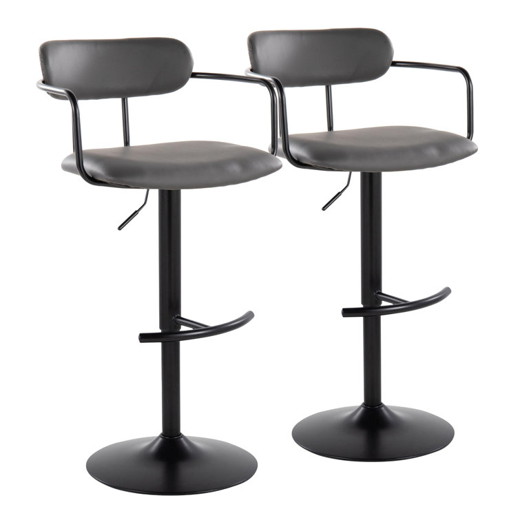 Gray Adjustable Swivel Bar Stools with Metal Frame