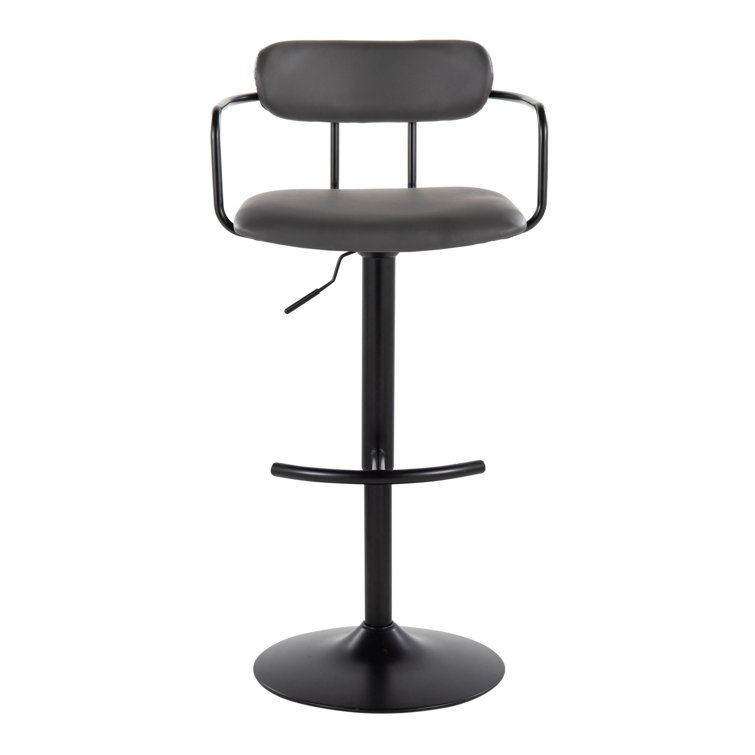 Gray Adjustable Swivel Bar Stools with Metal Frame